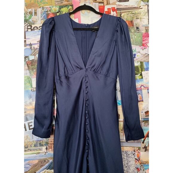 French Navy Bardot Rylee Button Down Maxi Dress 6/S - Picture 3 of 11
